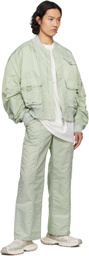 Feng Chen Wang Green Nylon Trousers