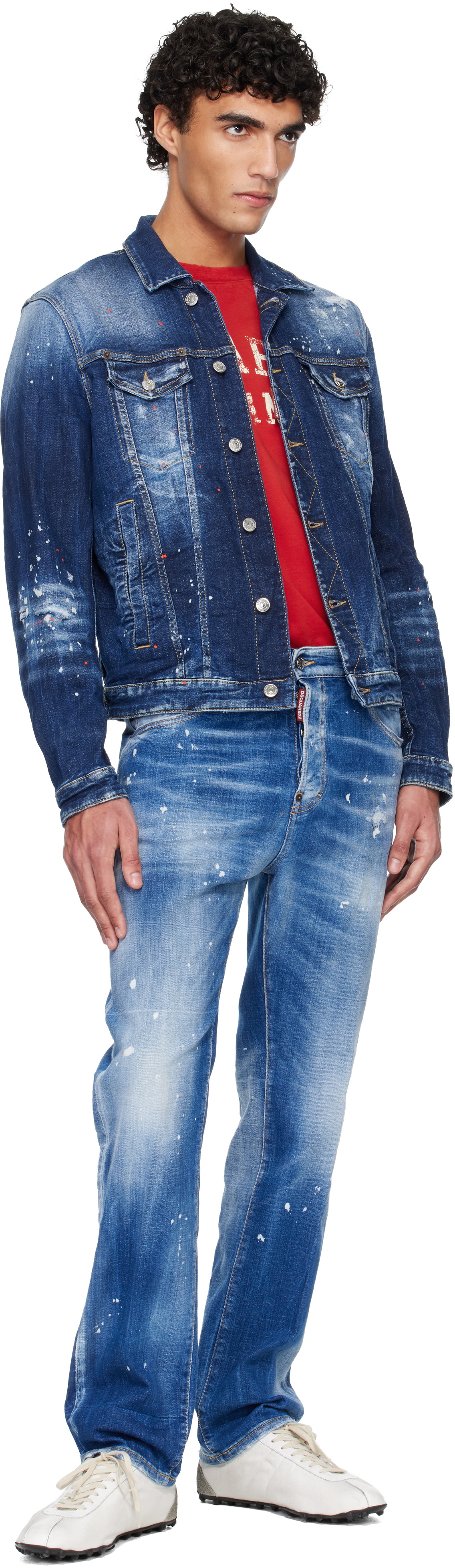 Dsquared2 Navy Medium Easy Wash Dan Denim Jacket