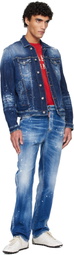 Dsquared2 Navy Medium Easy Wash Dan Denim Jacket