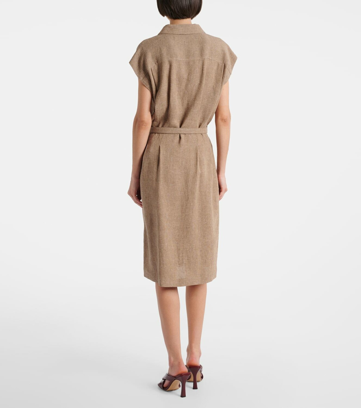 Loro Piana Maise belted linen crêpe shirt dress