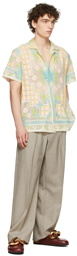 Bode White Embroidered Filet Garden Shirt