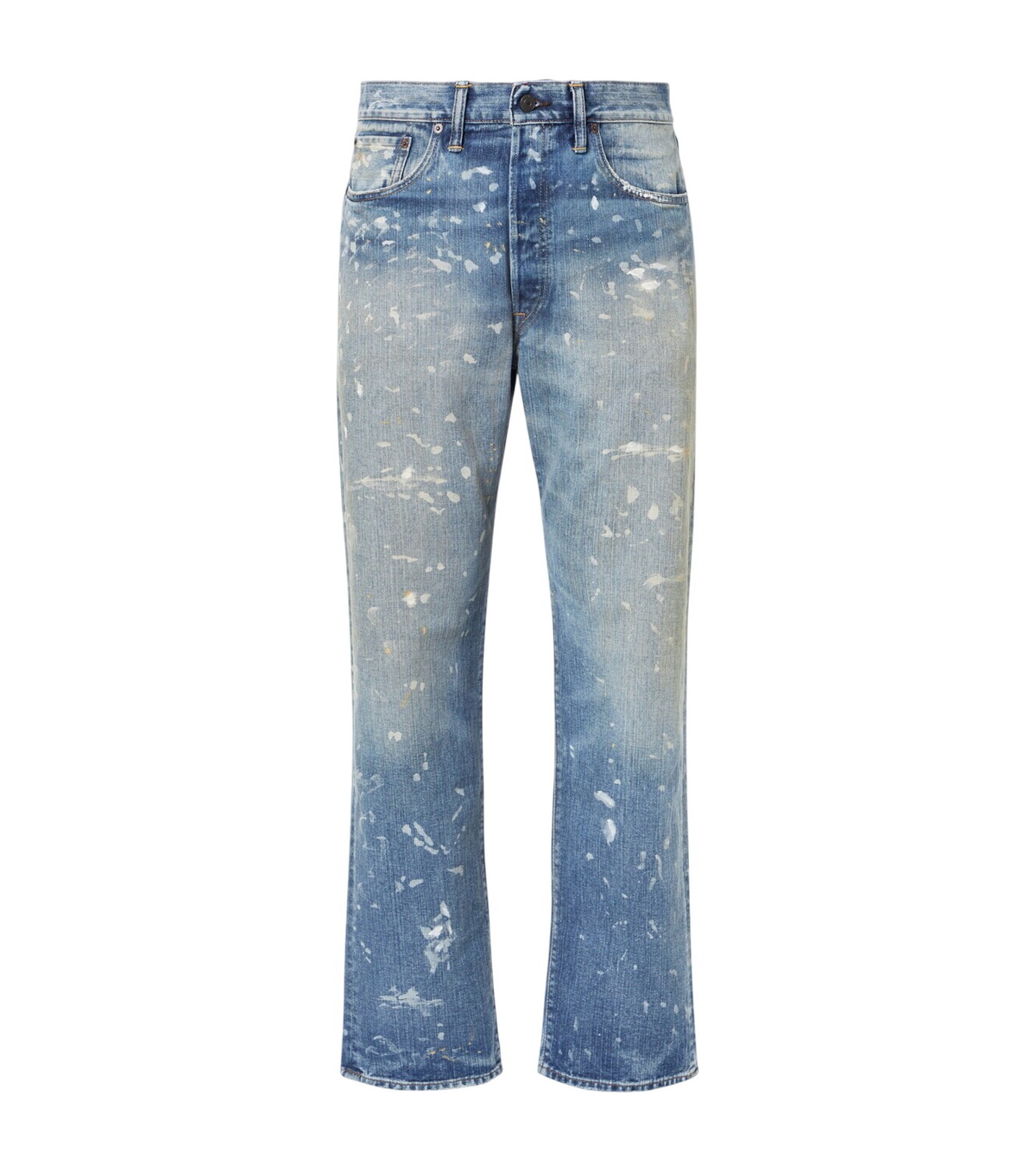 RRL Blue Straight Fit Repaired Jeans RRL