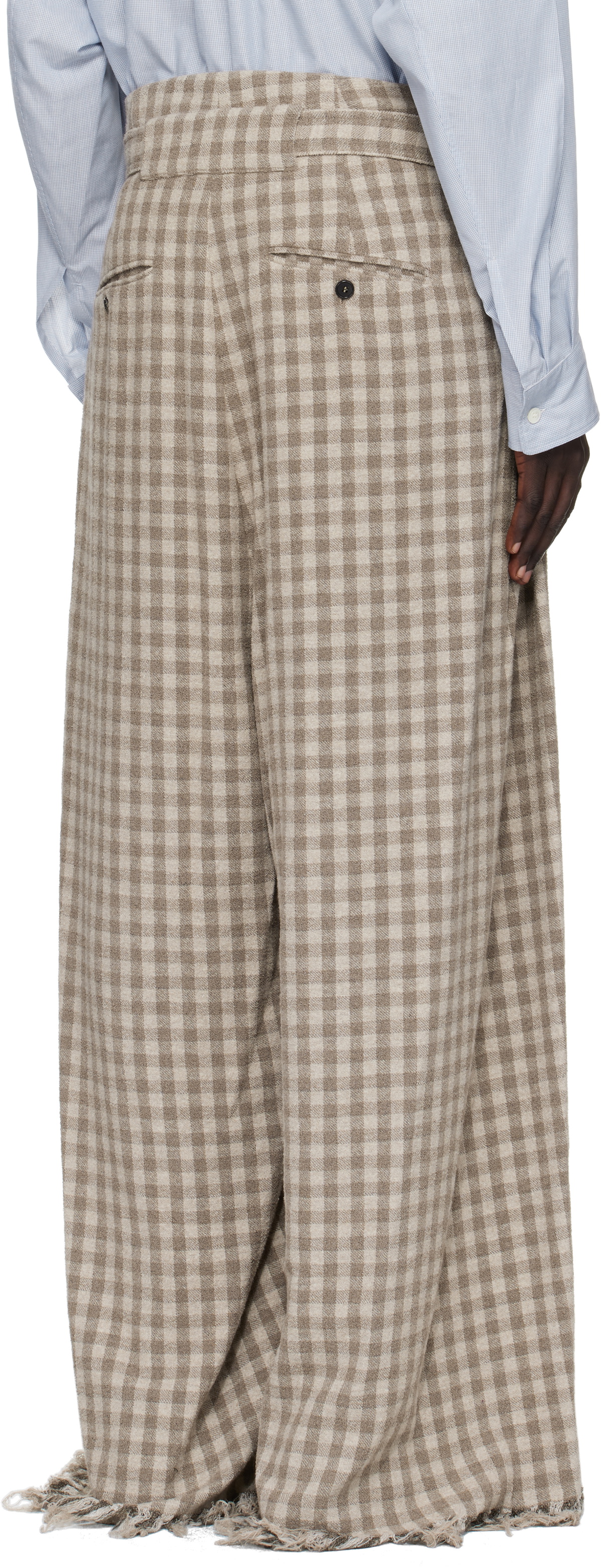 Hed Mayner Beige Check Trousers
