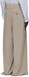 Hed Mayner Beige Check Trousers