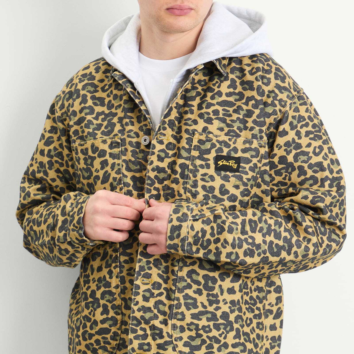 Stan Ray Men's Coverall Jacket in Washed Leopard Camo Duck