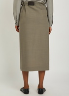 Calvin Klein Hallie Wool Midi Wrap Skirt Grey