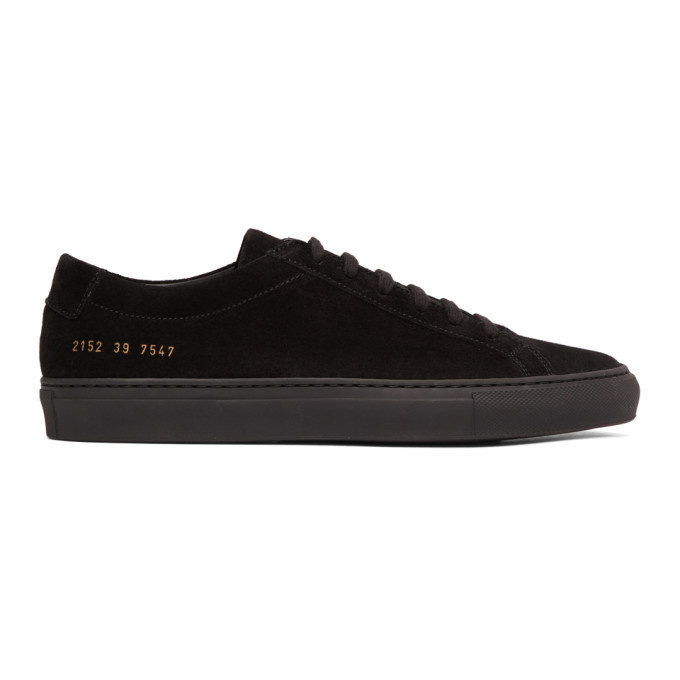 Photo: Common Projects Black Suede Achilles Low Sneakers