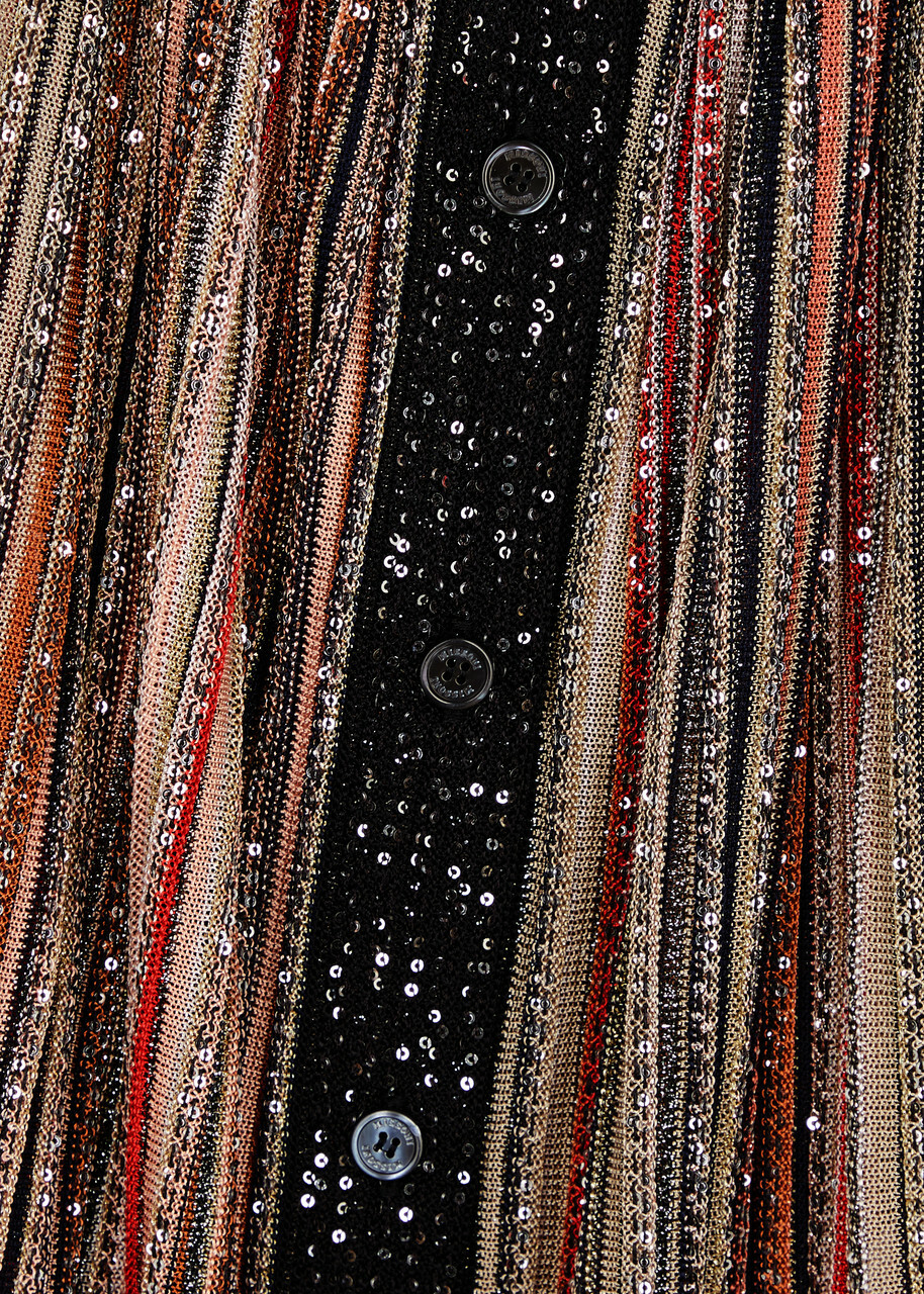 Missoni Striped Sequin-embellished Metallic-knit Cardigan