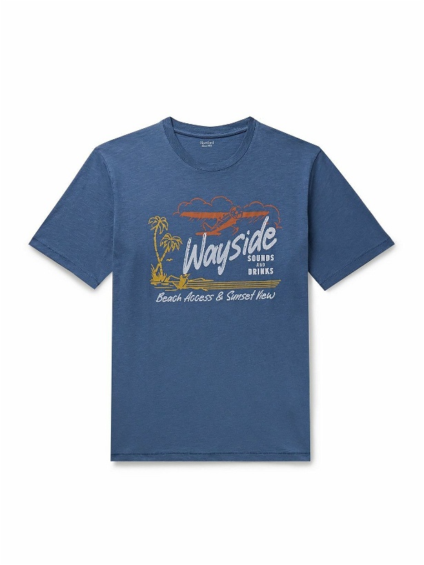 Photo: Hartford - Wayside Printed Slub Cotton-Jersey T-Shirt - Blue