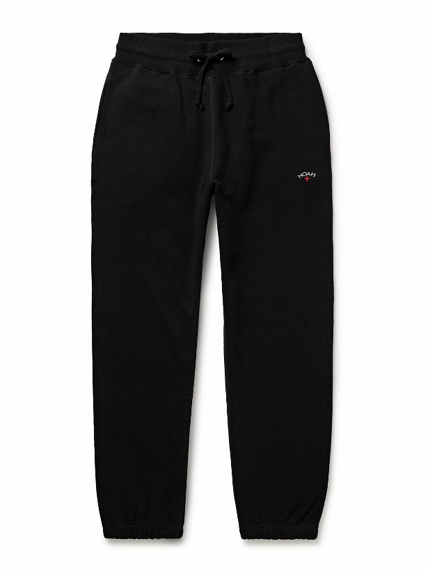 Photo: Noah - Core Tapered Logo-Embroidered Cotton-Jersey Sweatpants - Black