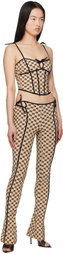 MISBHV Beige Monogram Coquette Corset Top