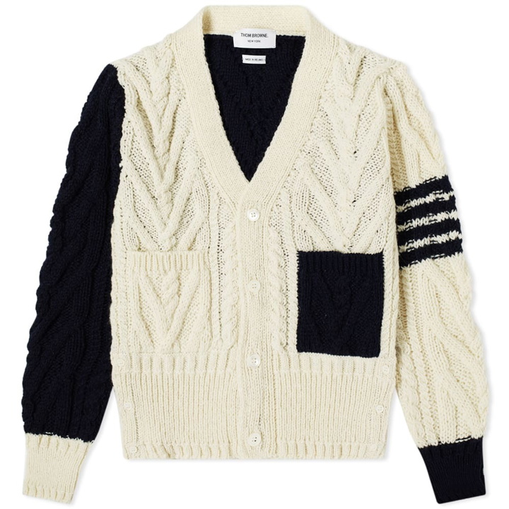 Photo: Thom Browne 4 Bar Funmix Aran Cable Knit Cardigan