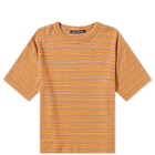 Acne Studios Mini Men's Exford Fine Stripe Face T-Shirt in Orange Multi