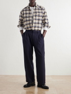 Mr P. - Wide-Leg Pleated Wool-Fresco Trousers - Blue