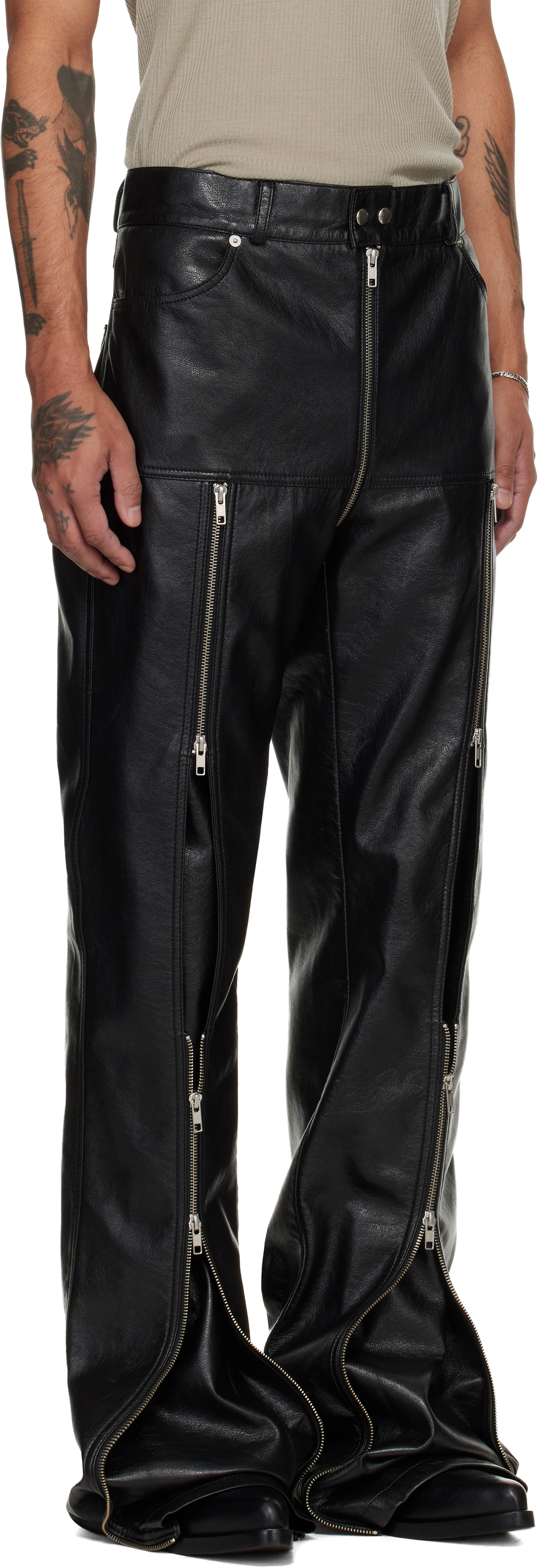 LU'U DAN Black Zipped Riot 5-Pocket Faux-Leather Pants