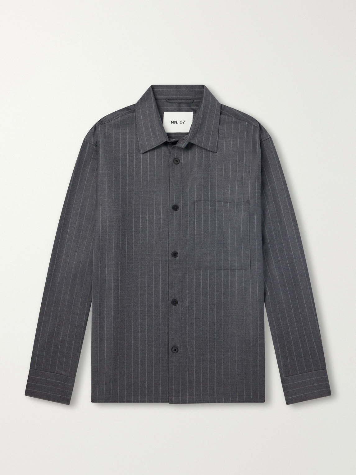 NN07 - Freddy 10052 Pinstriped Wool-Blend Flannel Shirt - Gray
