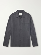 NN07 - Freddy 10052 Pinstriped Wool-Blend Flannel Shirt - Gray