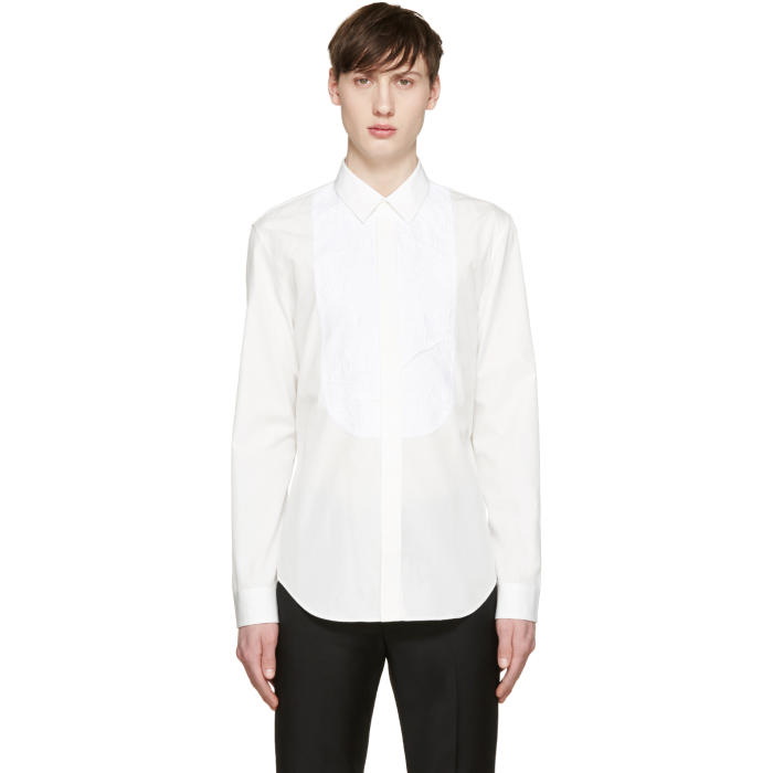 Photo: Maison Margiela White Crinkled Panel Tuxedo Shirt