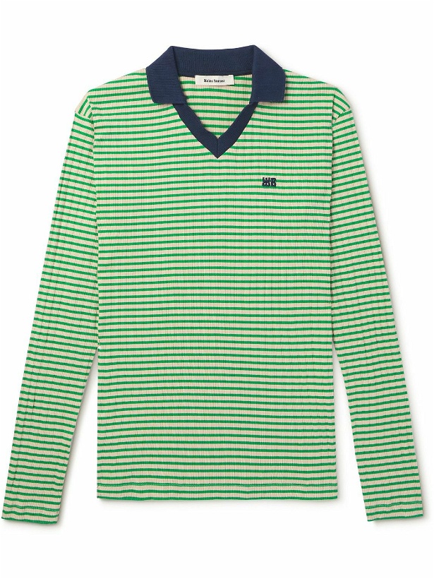 Photo: Wales Bonner - Slim-Fit Logo-Embroidered Striped Supima Cotton-Blend Polo Shirt - Green