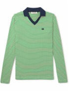 Wales Bonner - Slim-Fit Logo-Embroidered Striped Supima Cotton-Blend Polo Shirt - Green