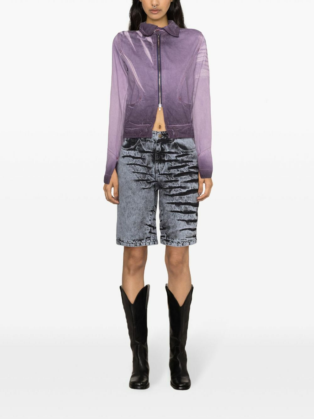 Masha Popova Purple Bleached Denim Jacket