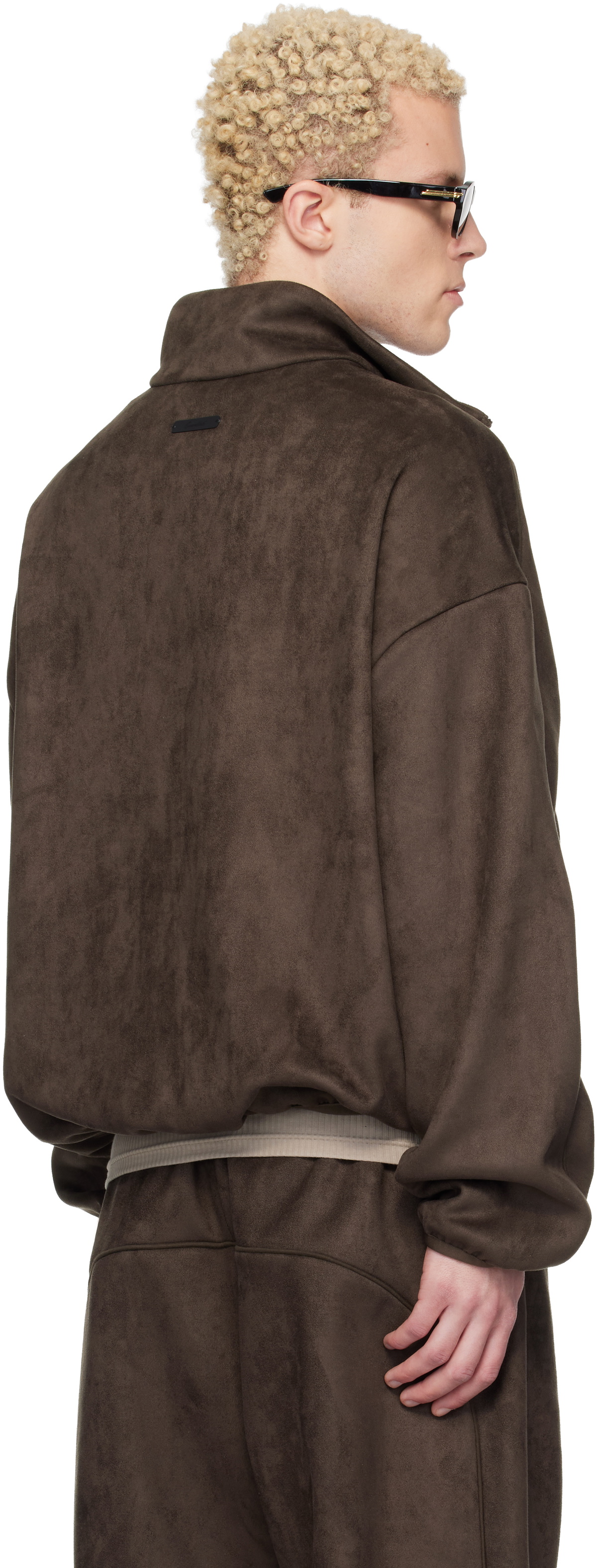 Fear of God ESSENTIALS Brown Faux-Suede Fleece Signature Modern Track Jacket