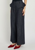 Sister Jane Curio Ruffled Wide-leg Denim Trousers