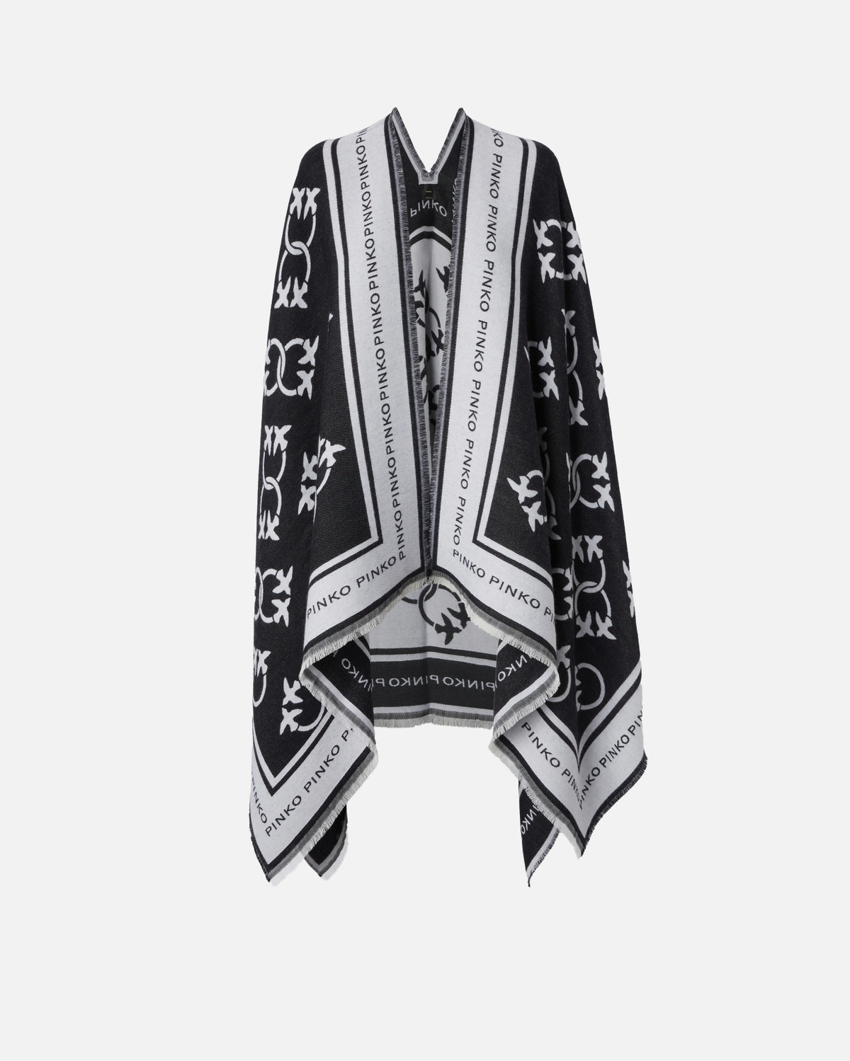 Pinko Jacquard Cape With Monogram Logo Black/Cream
