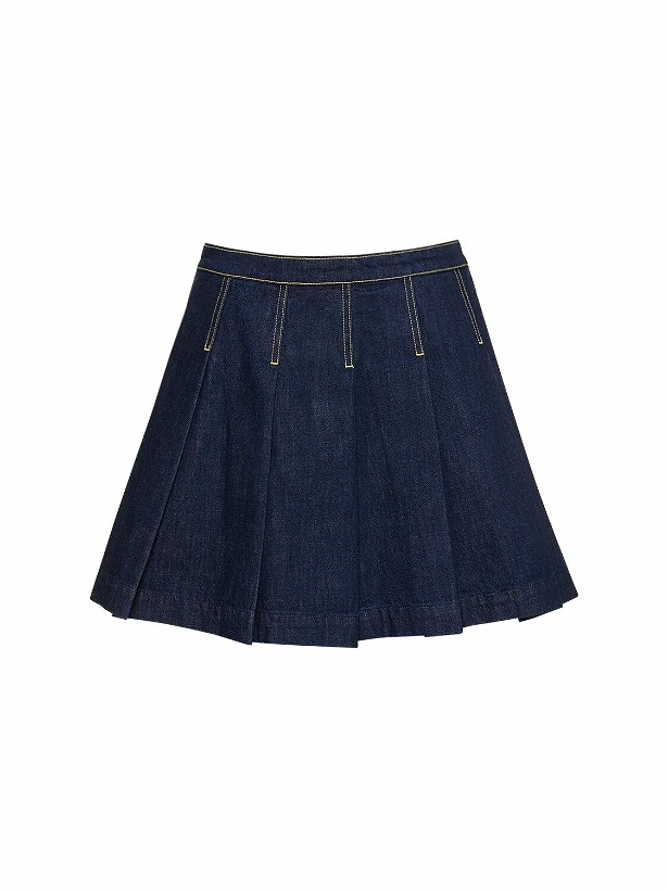Photo: KENZO PARIS - Pleated Cotton Denim Mini Skirt