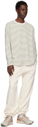 Nanamica Taupe & White Striped Long Sleeve T-Shirt