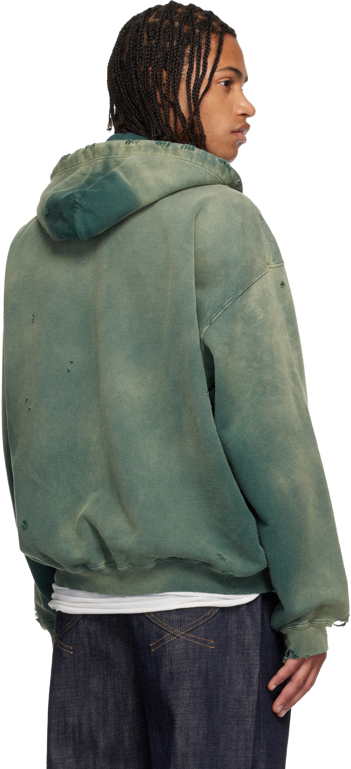 Maison MIHARA YASUHIRO Green Sun Faded Like Zip-Up Hoodie