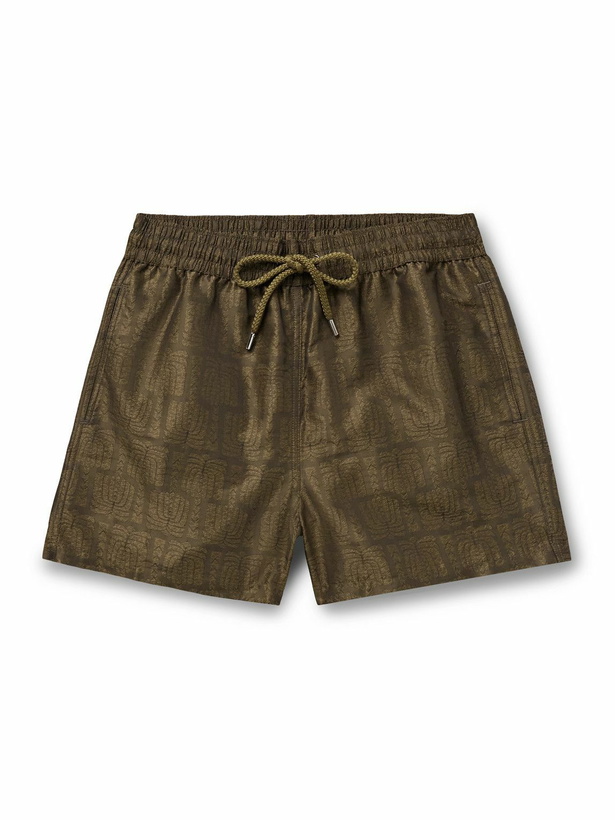 Photo: Frescobol Carioca - Rio Straight-Leg Mid-Length Recycled-Jacquard Swim Shorts - Green