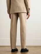 Dunhill - Straight-Leg Pleated Cotton and Cashmere-Blend Twill Suit Trousers - Neutrals