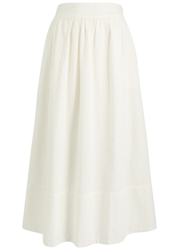 Photo: Paige Ojai Floral-embroidered Cotton Midi Skirt White
