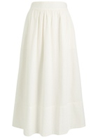 Paige Ojai Floral-embroidered Cotton Midi Skirt White