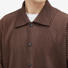 Homme Plissé Issey Miyake Men's Pleated Overshirt in Brown