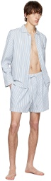Tekla Blue & White Striped Pyjama Shorts