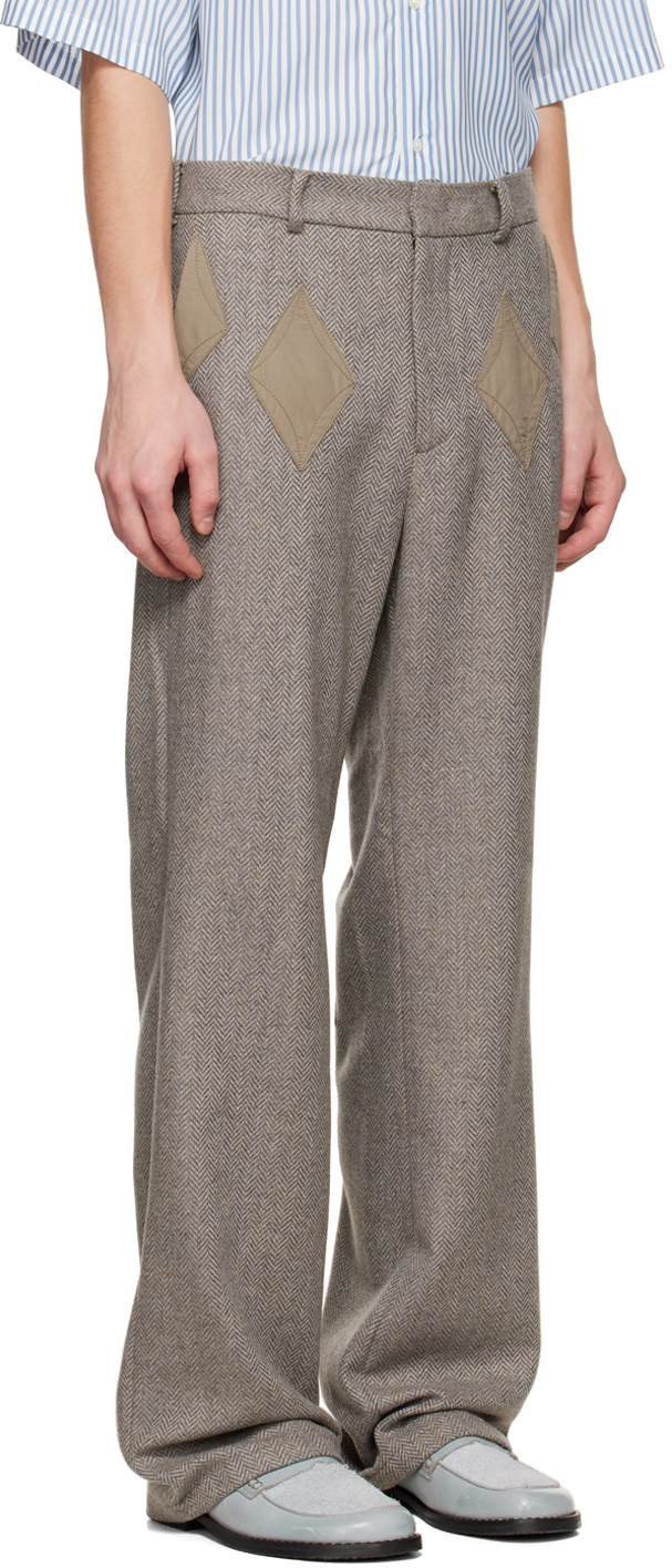 TheOpen Product SSENSE Exclusive Brown Diamond Patched Trousers