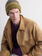 KAPITAL - Bouclé-Trimmed Knitted Mélange Beanie - Brown