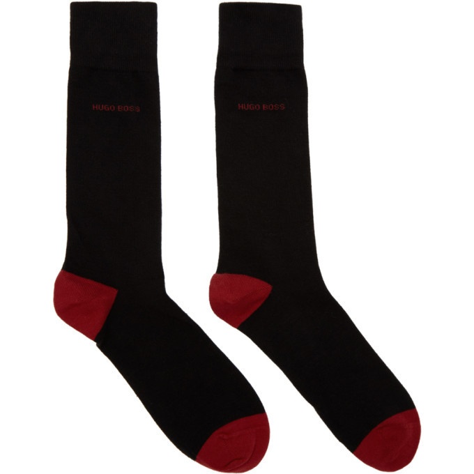 Photo: Boss Two-Pack Red and Black Mismatched Socks