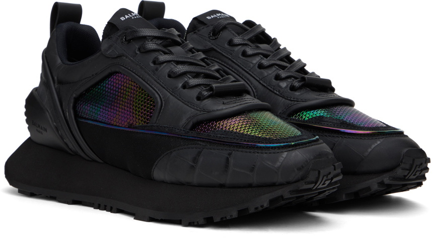 BALMAIN 黒 S Balmain Black Racer Iridescent Sneakers Balmain