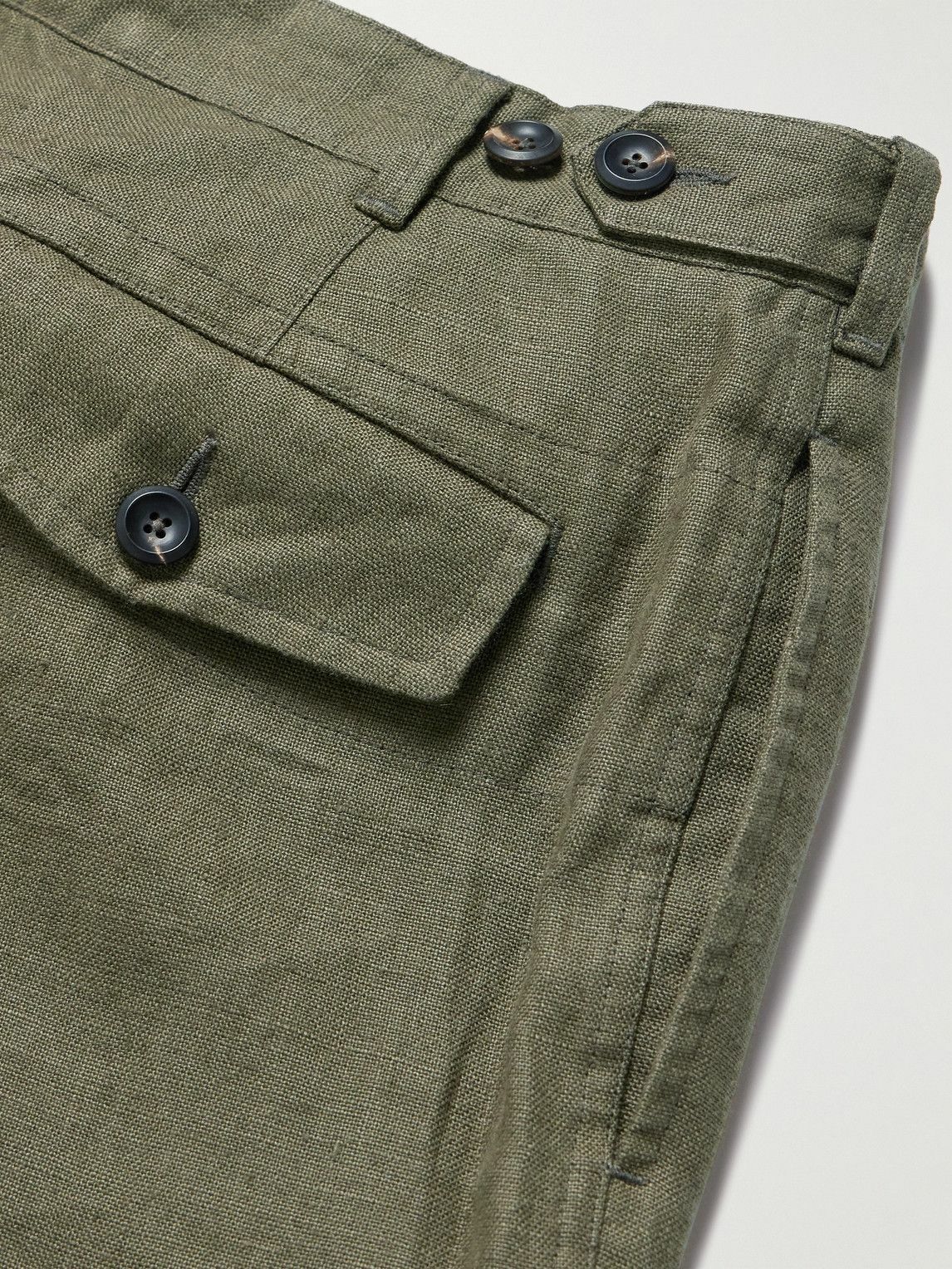 Drake's - Games Tapered Pleated Linen Suit Trousers - Green
