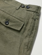 Drake's - Games Tapered Pleated Linen Suit Trousers - Green