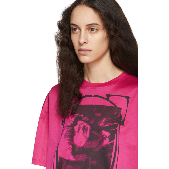 T-shirt Raf Simons Déconstruit - Couleur Fuchsia, Coton - Taille S - Occasion Parfait état