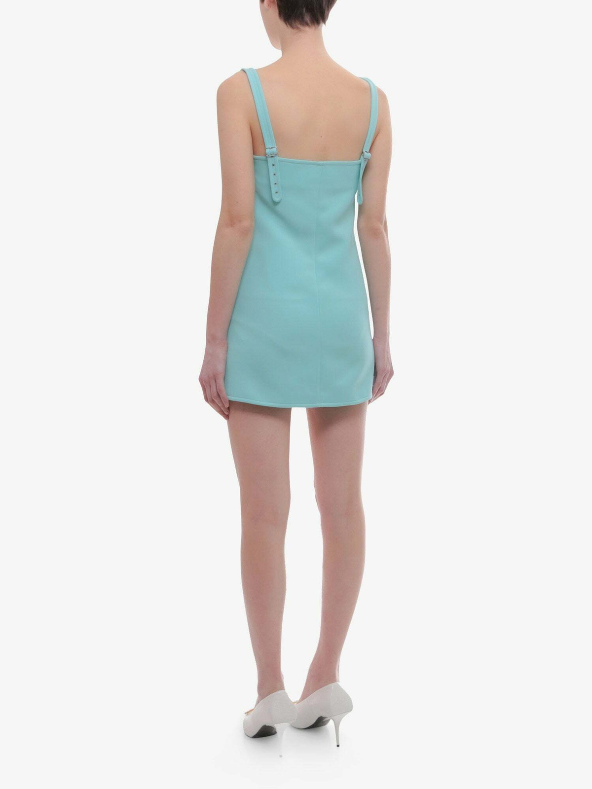 courreges blue dress A-line Belted Twill Dress - Aqua - 34