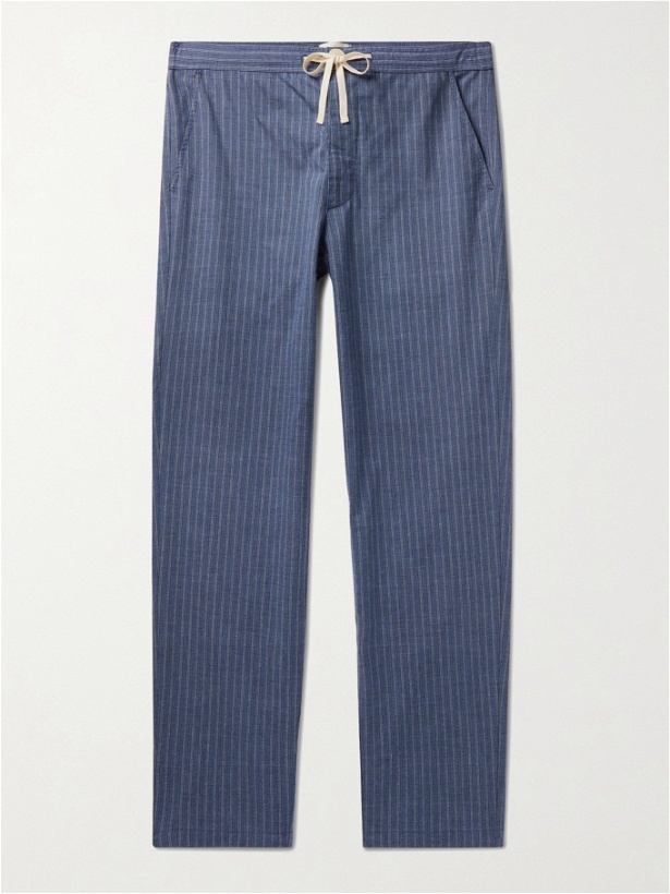 Photo: Oliver Spencer Loungewear - Townsend Striped Organic Cotton Pyjama Trousers - Blue