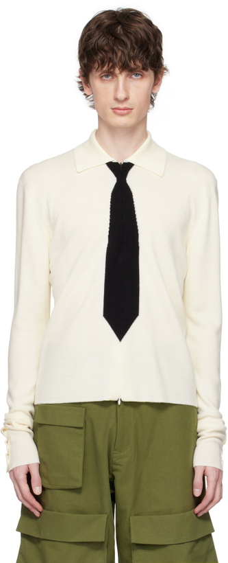 Photo: SPENCER BADU Off-White Knitted Uniform Polo
