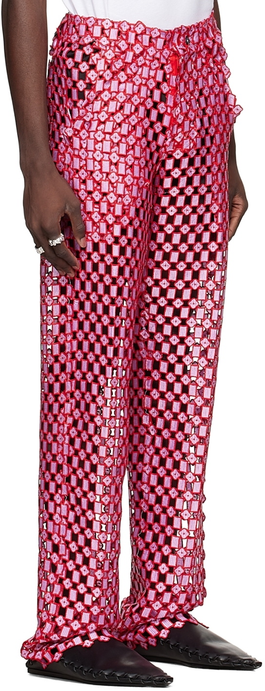 Tokyo James Pink & Red Lace Trousers