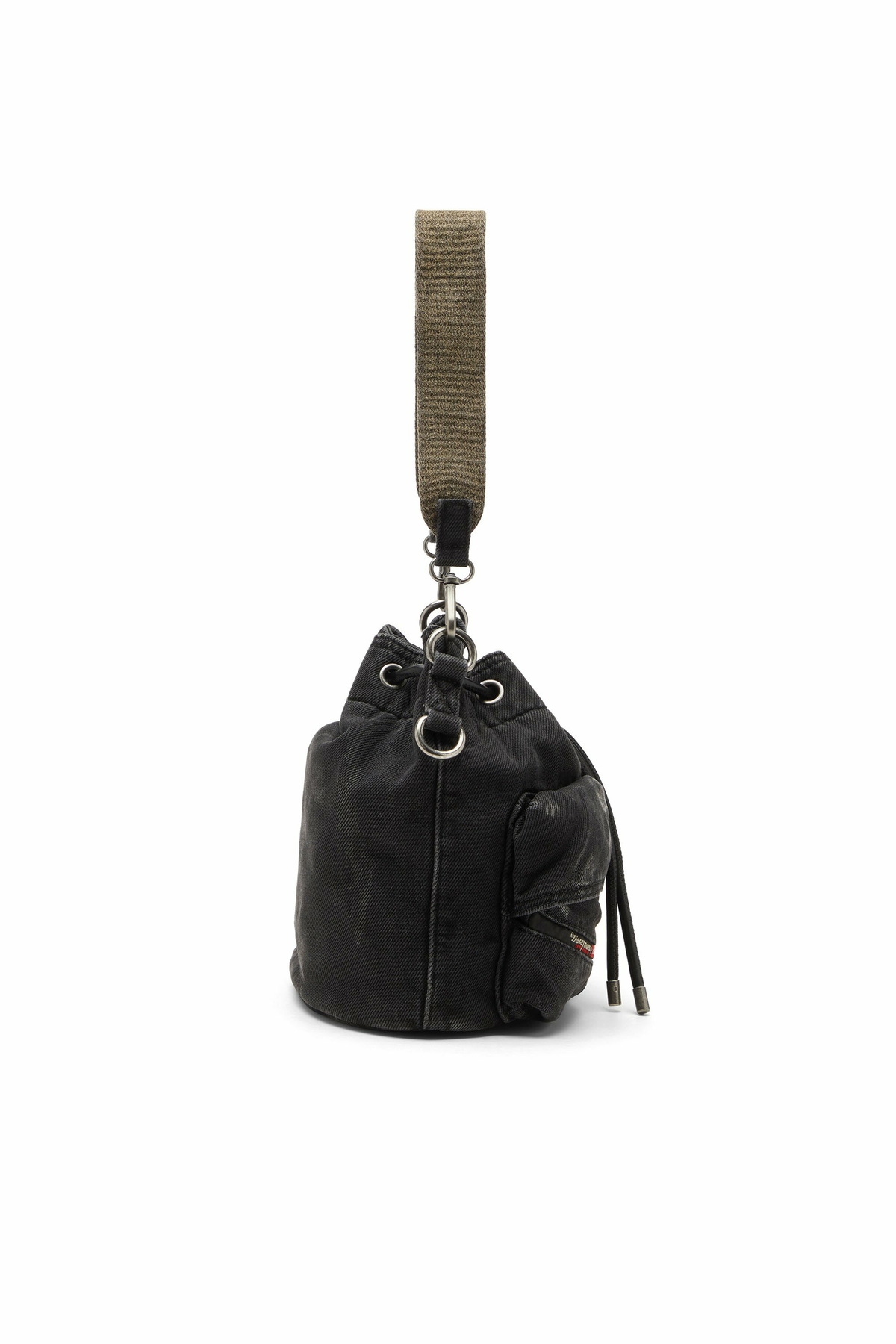 Diesel Multi-Pkts-Multipocket bucket bag in washed denim - Crossbody Bags - Unisex - Black