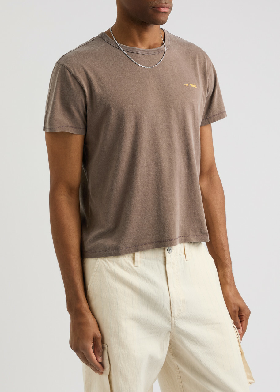 Second Layer Printed Cotton T-shirt Brown